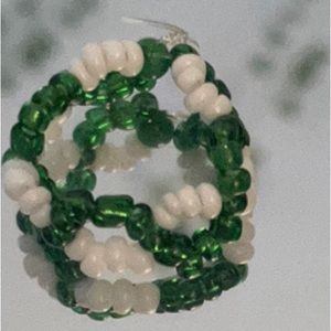 Handmade green beaded ring